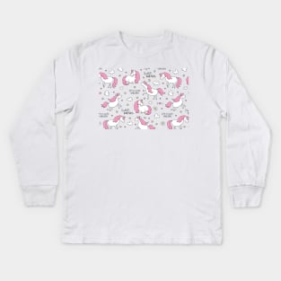 unicorn pattern pretty mask Kids Long Sleeve T-Shirt